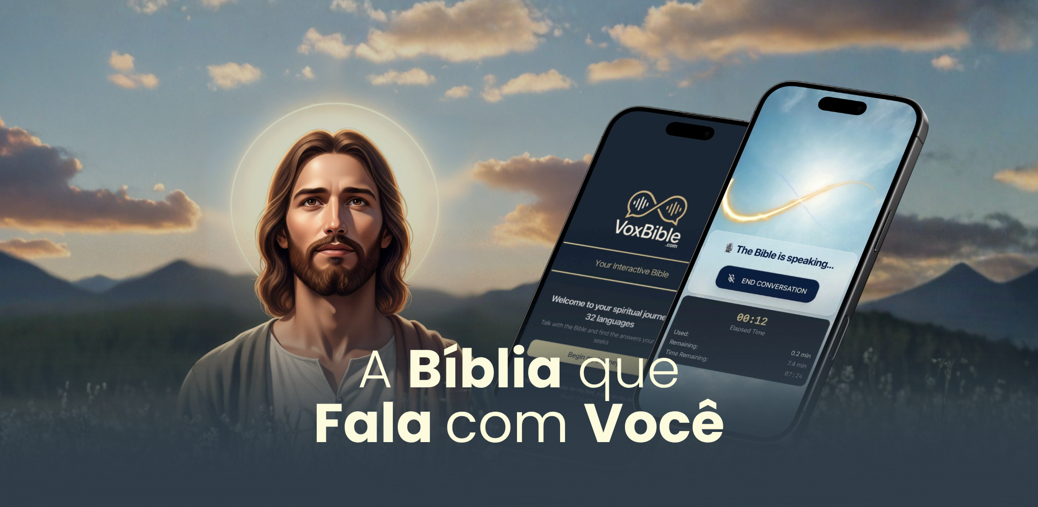 Telas do agente conversacional do VoxBible